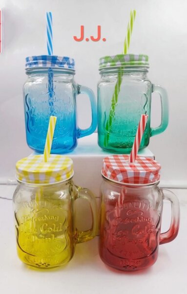 Mason Jar Verres Colorés avec Pailles