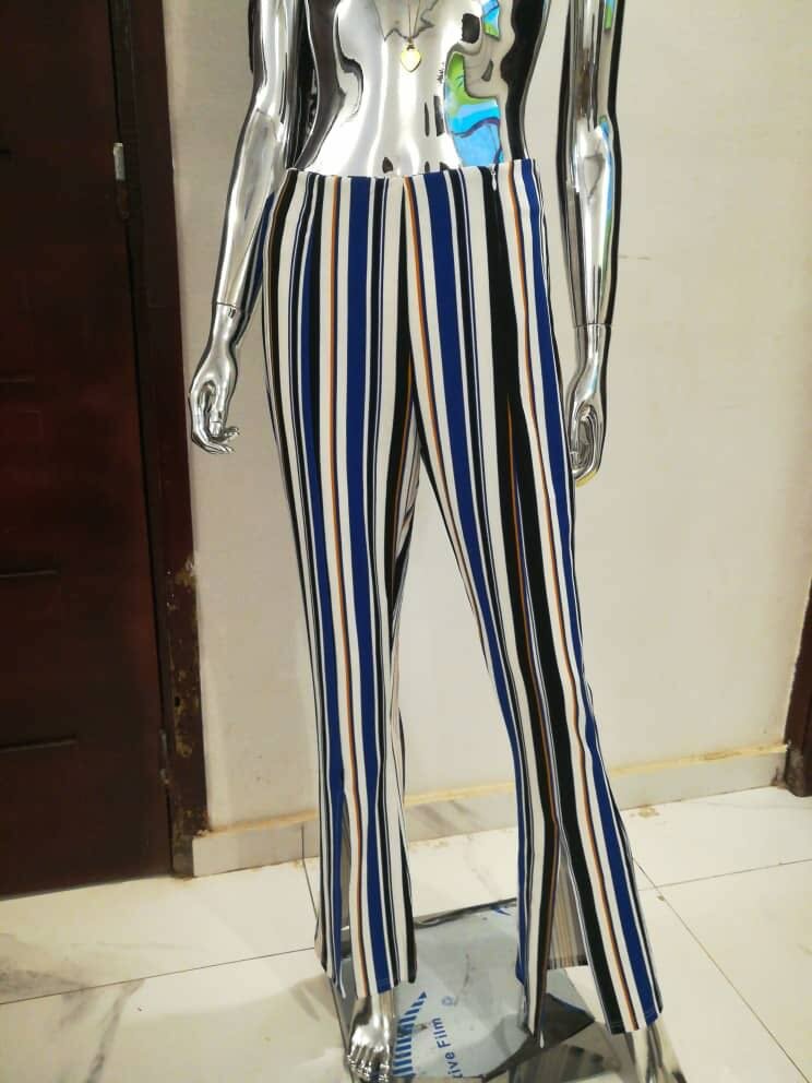 Pantalon à rayures multicolores