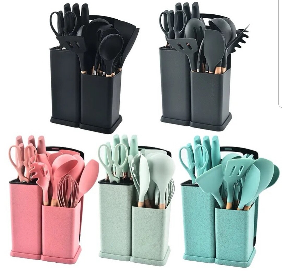 19pcs silicone cutlery set