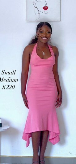 Pink dress, flared hem