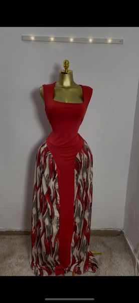 Robe Longue Bicolore Élégante