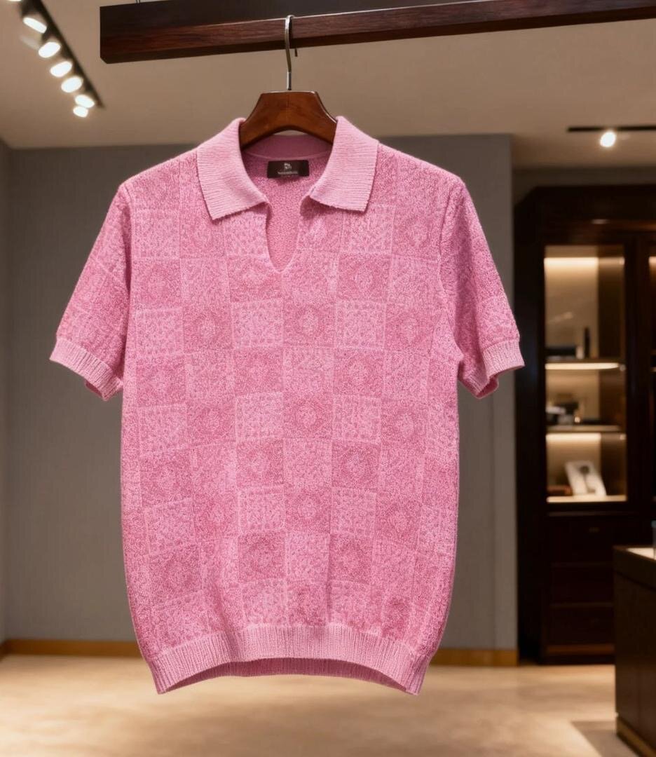 Polo Homme Motif Carré Élégant
