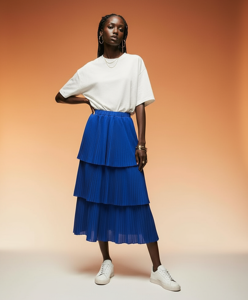 Jupe Plissée Bleu Femme