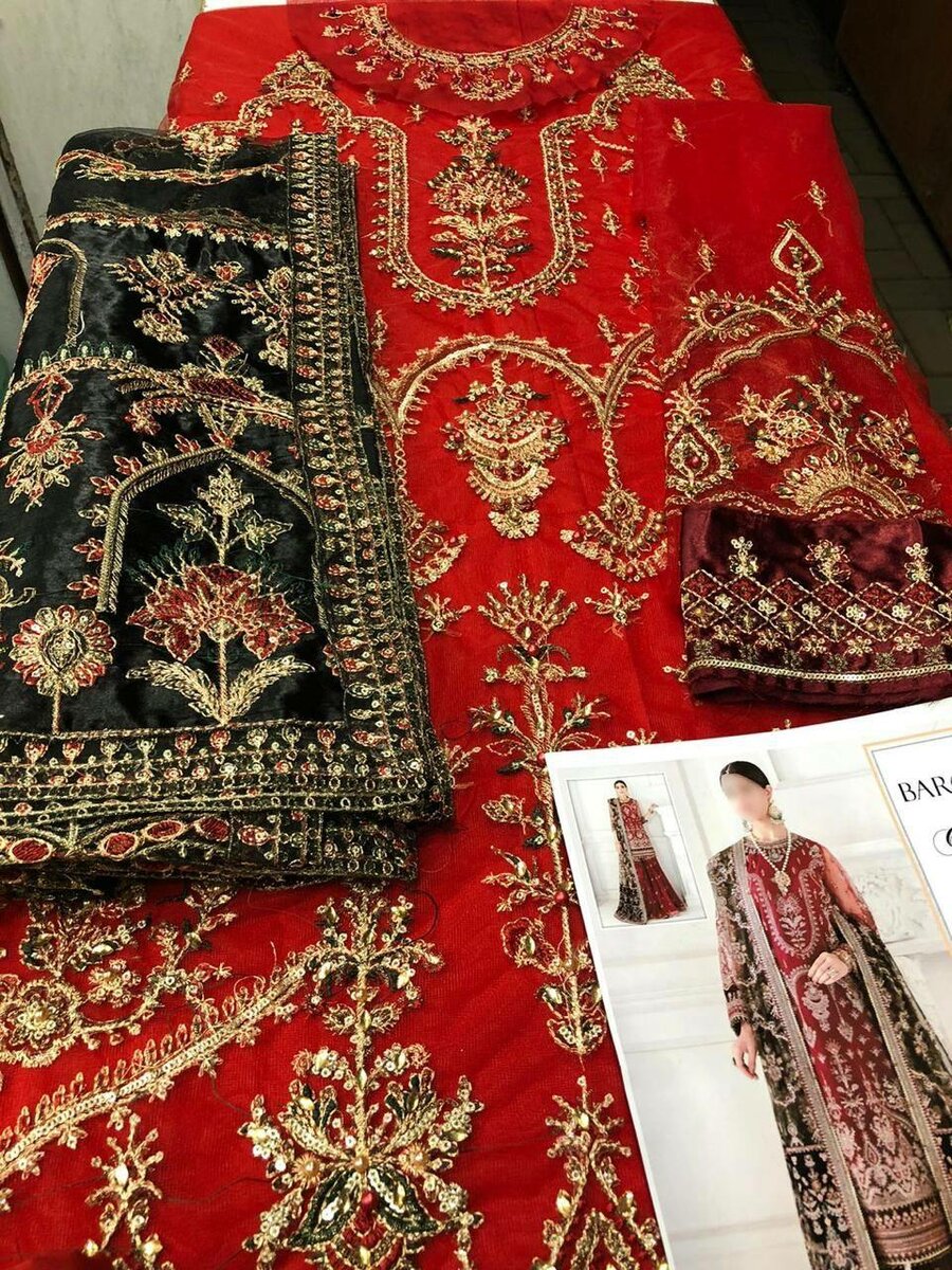 Net full heavy embroidery 3 pc