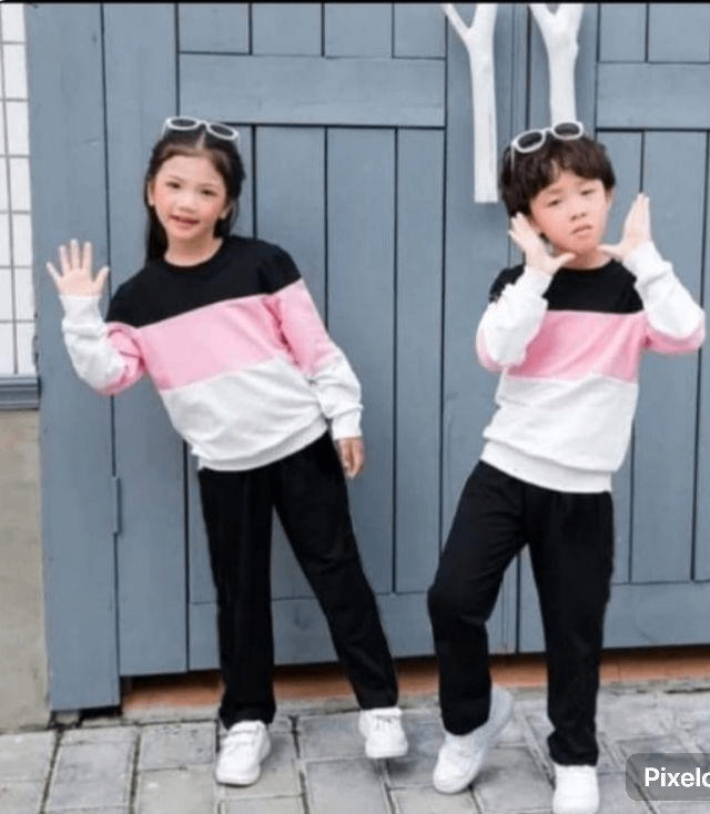 2 pcs Kids fleece plain sweatshirt tracksuit