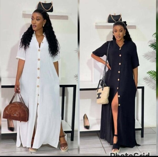 Robe longue chic boutonnée