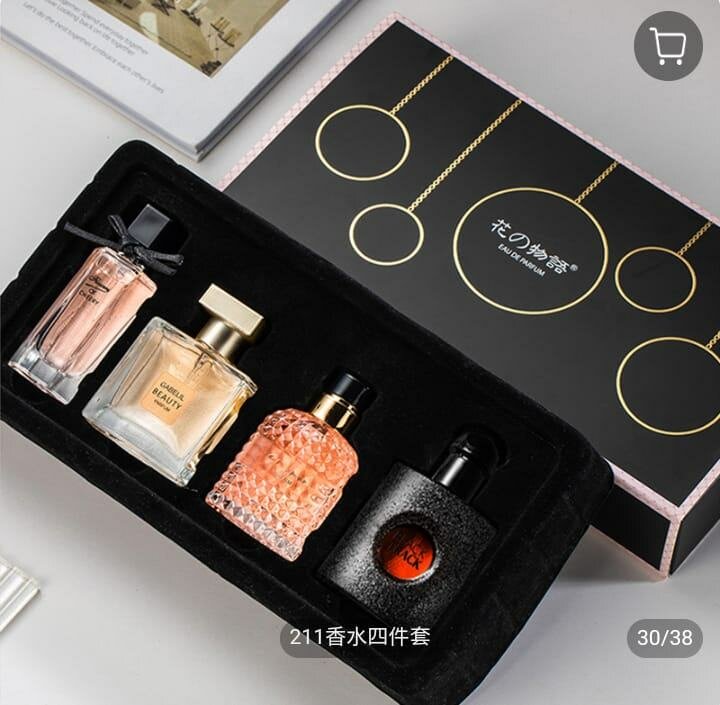 Three in one set perfume fragrance and four in one nice scen