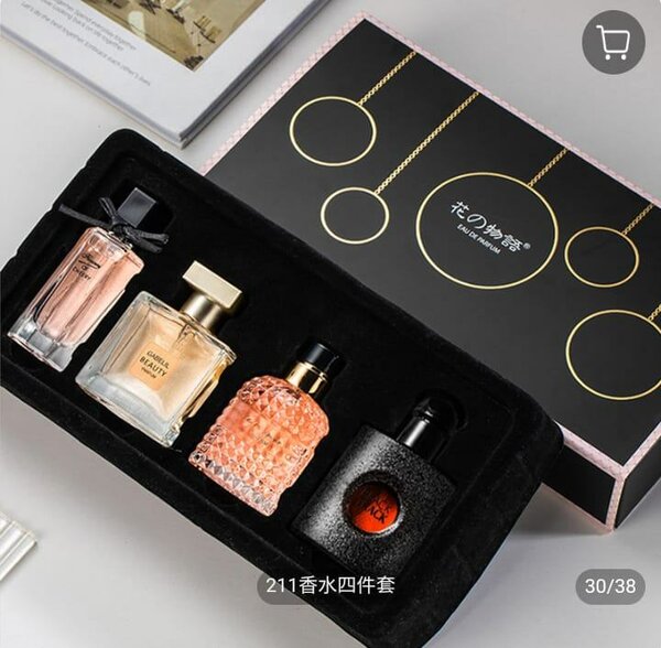 Three in one set perfume fragrance and four in one nice scen