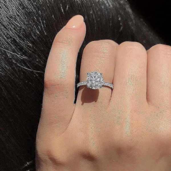 Cute diamond zircon promise /engagement ring (Free Case)