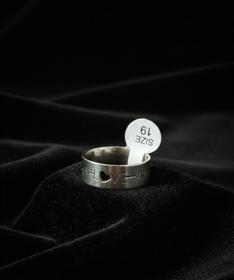 Bague Acier Inoxydable Gravée