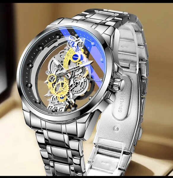 Montre squelette automatique acier