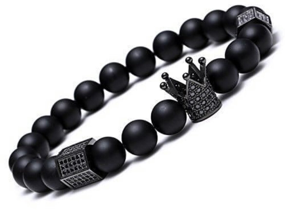 King Crown Black Onyx Matte Bracelet