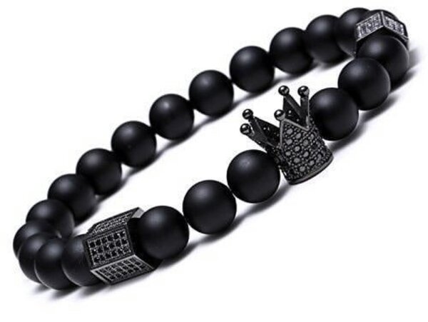 King Crown Black Onyx Matte Bracelet