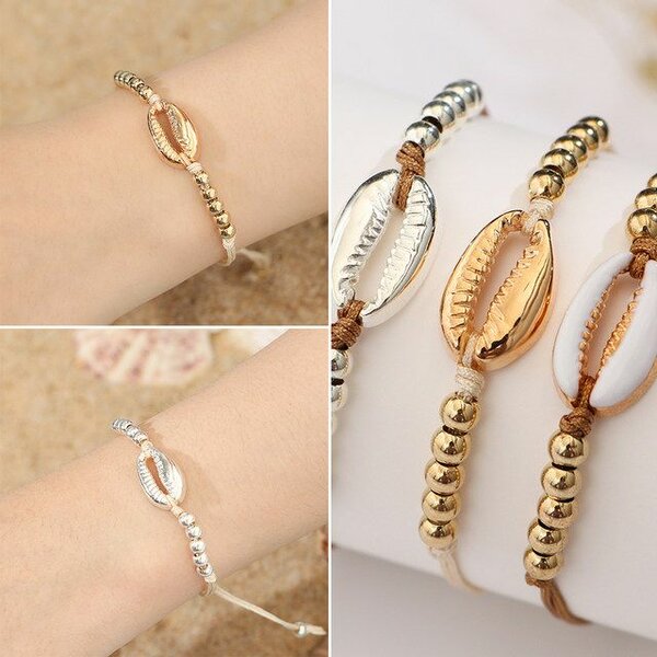 Bracelets cauris en or et argenté