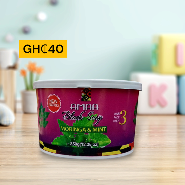 Amaa Moringa & Mint Black Cake Soap