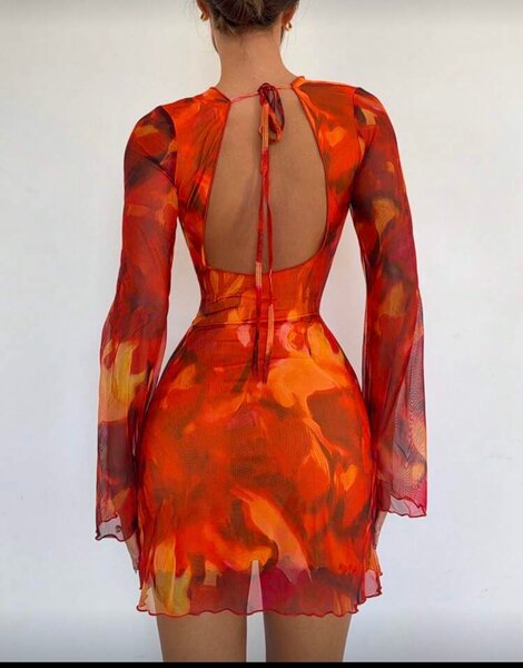 Robe rouge transparente