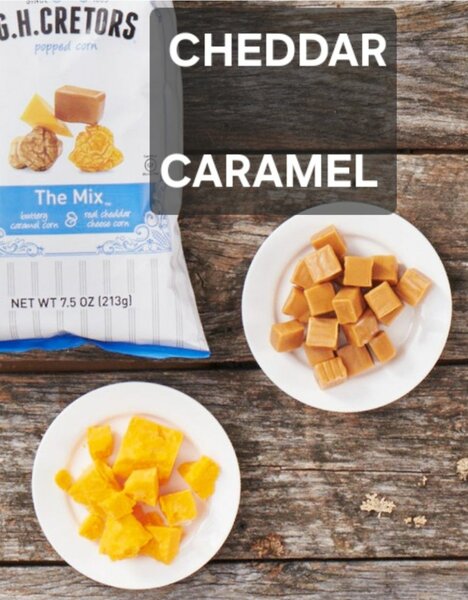 Popcorn mix cheddar caramel