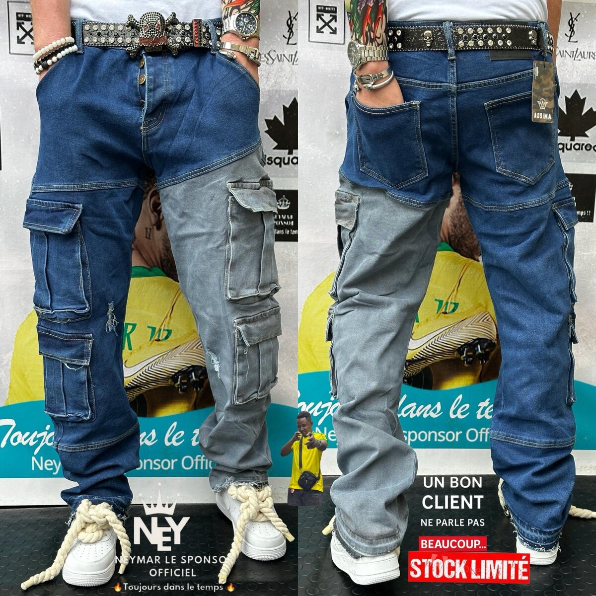 Pantalon cargo en denim