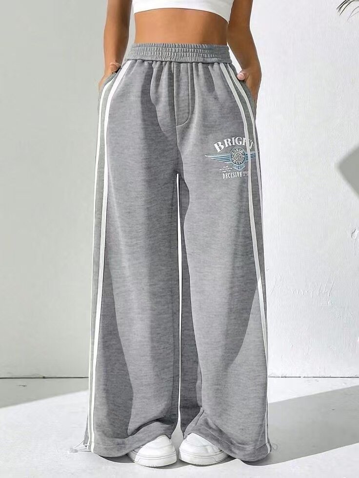 Pantalon large à rayures femme