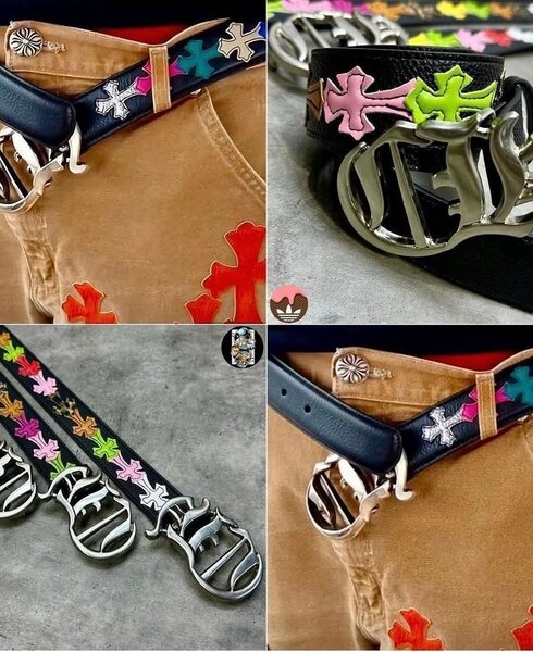 Ceinture en cuir brodée