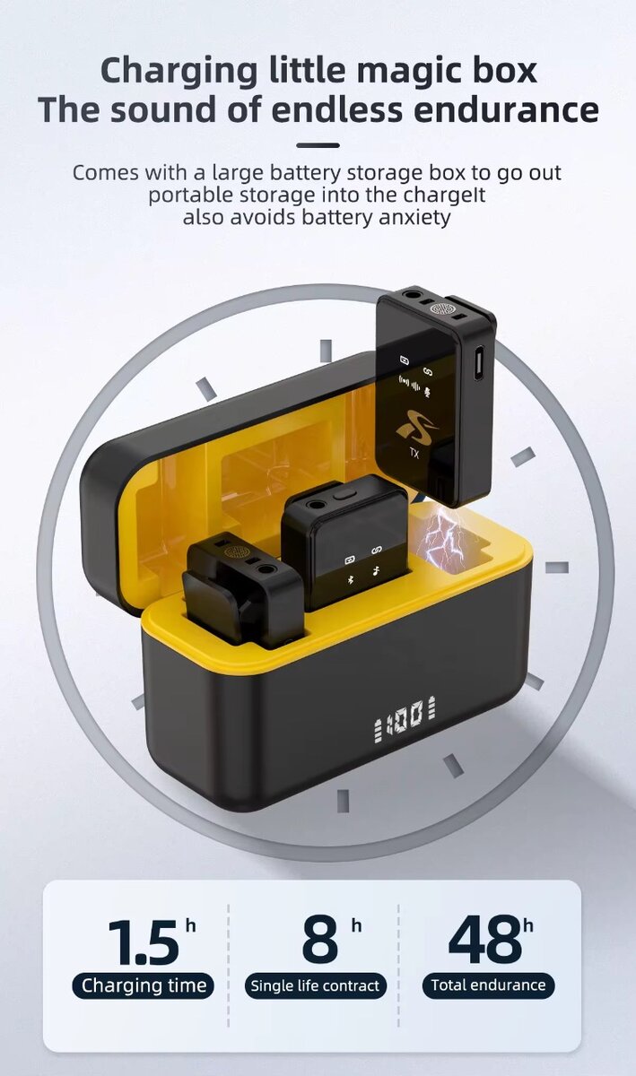 Microphone sans fil avec chargeur