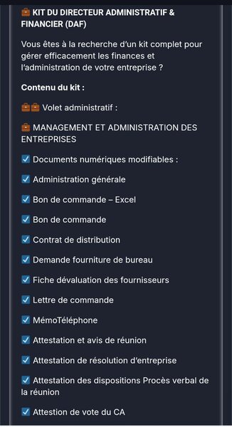 Kit DAF - Gestion Administrative et Financière