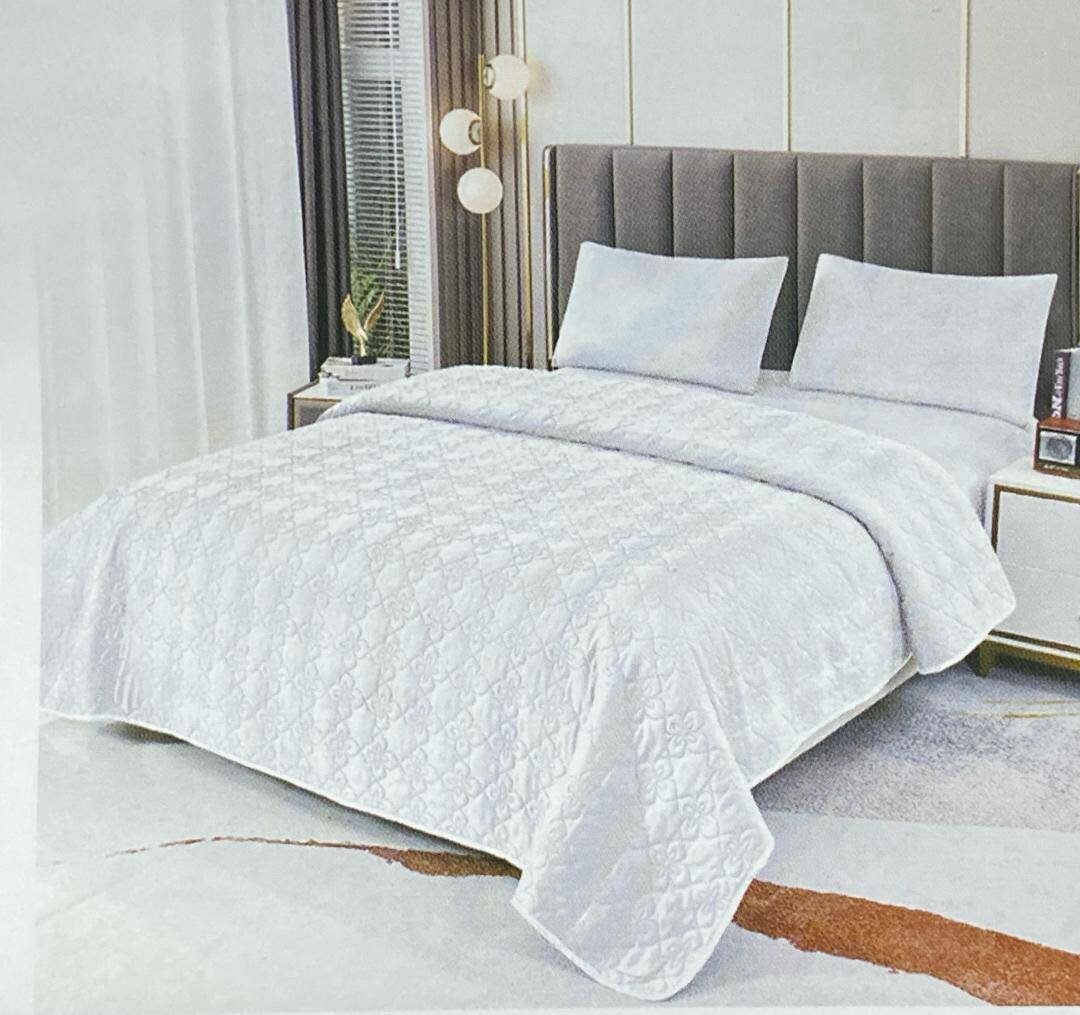 Set of 2 pillowcases, bedspread and sheet, white