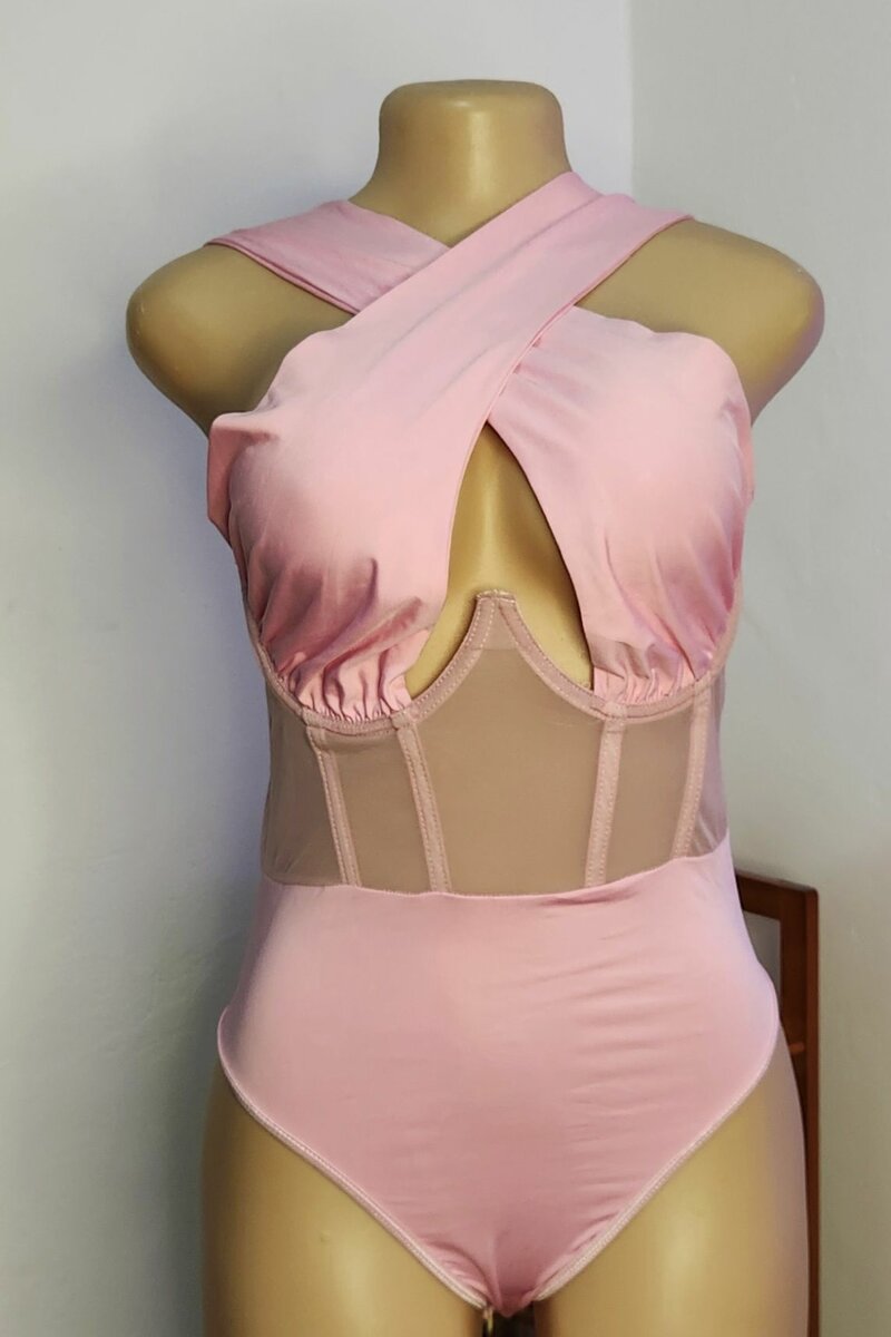 SHEIN  Unity Cross Wrap Mesh Bodysuit(Thrift)