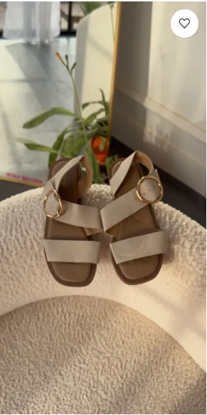 Evelyn Beige Buckled Sandal