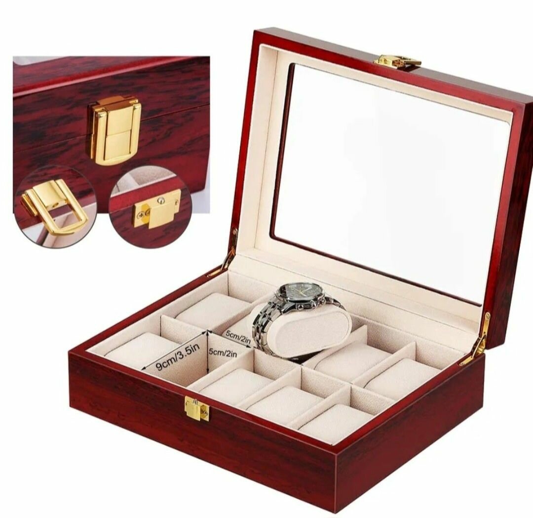 COFFRET DE RANGEMENT POUR MONTRE EN BOIS LAQUÉ ( 12 FENTES)