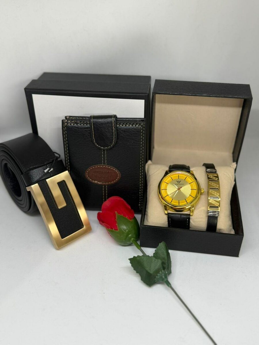 Montre Homme Luxe avec Ceinture et Porte-Carte