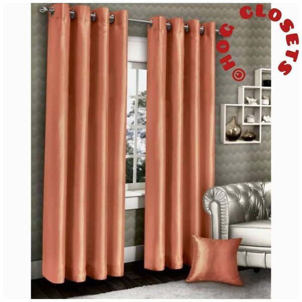 Burnt Orange Linen Back Tab Curtains