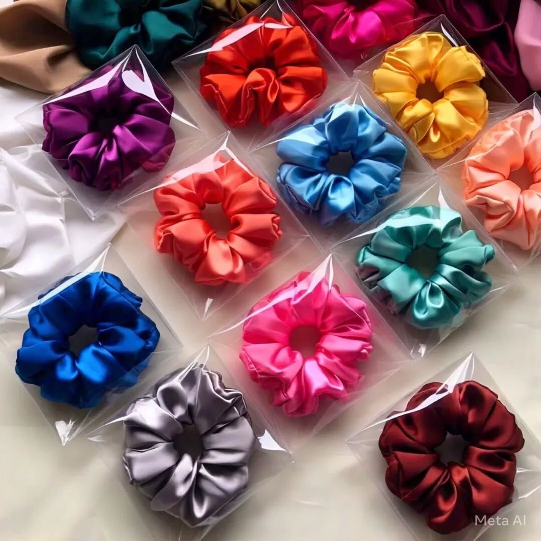 Lot de chouchous en satin coloré