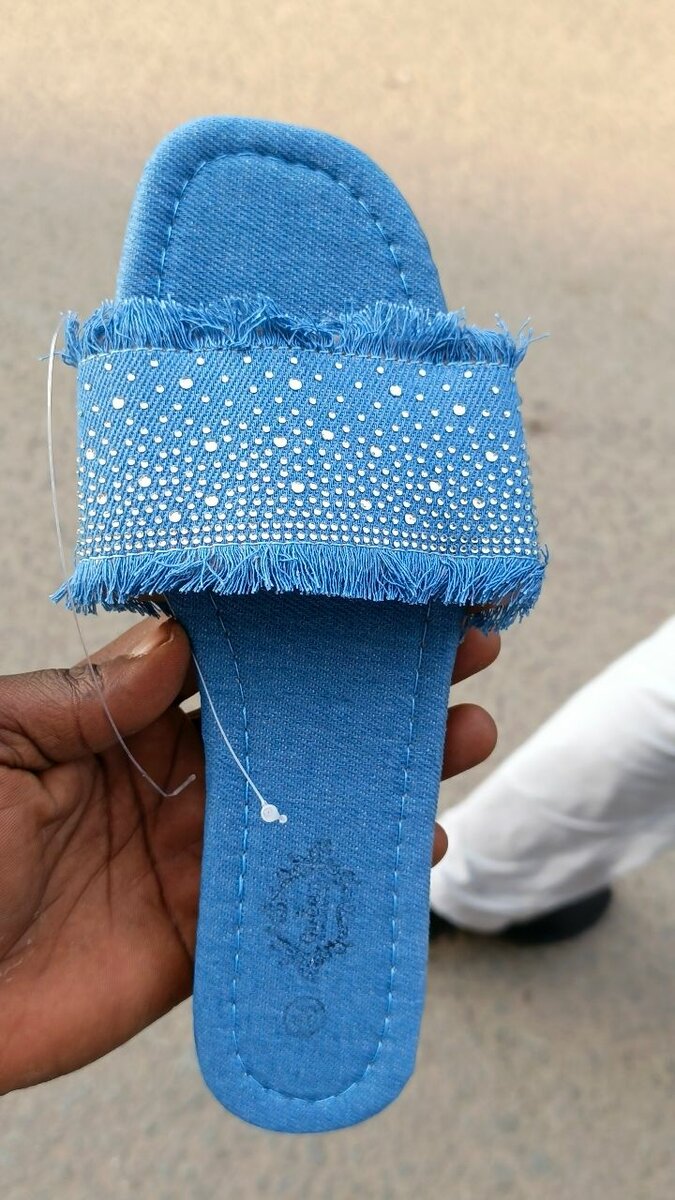 Mules en jean à strass