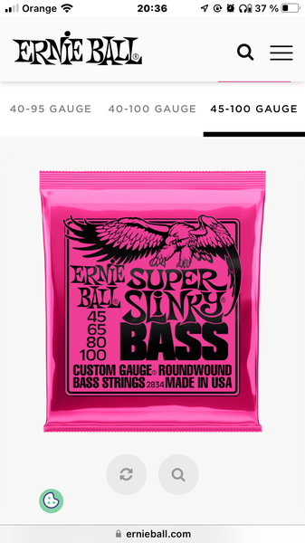 Ernie Ball Cordes Basse Super Slinky