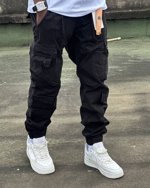 Pantalon cargo noir homme