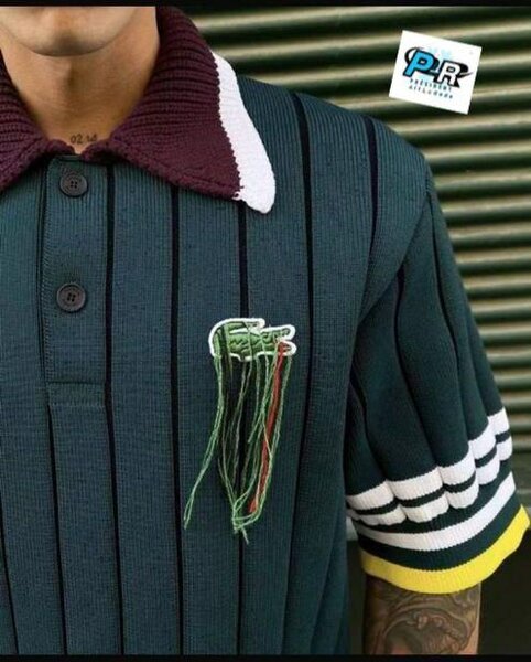 Polo rayé brodé moderne Lacost