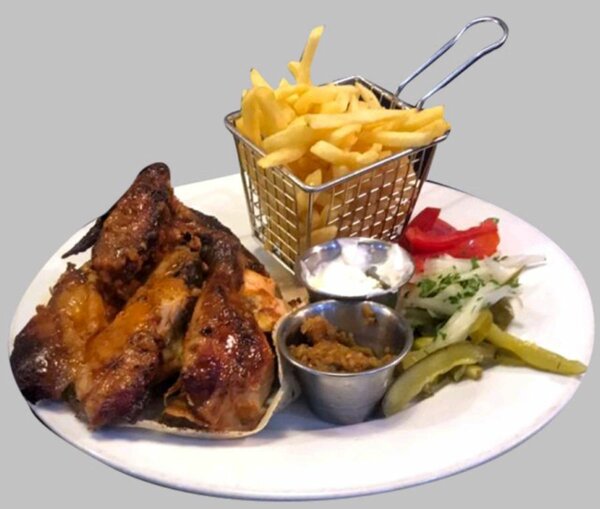 Poulet au four et frite