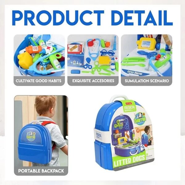 Little Doctor Medical Backpack Toy, Doctor Play Set with Fo