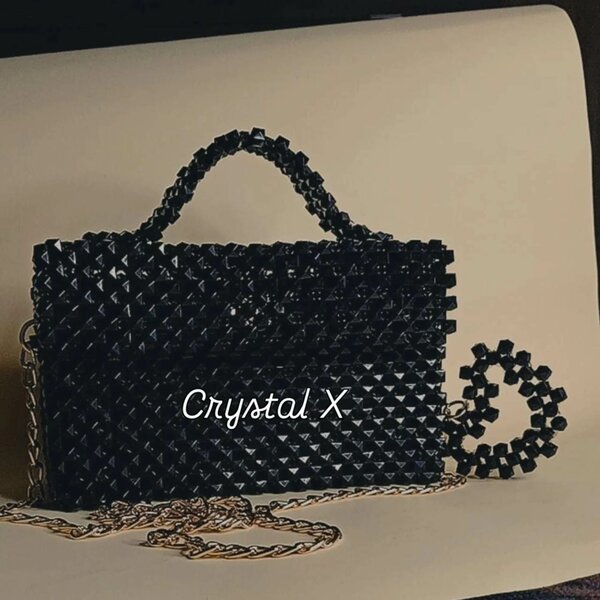 Black beaded hand bag for girls