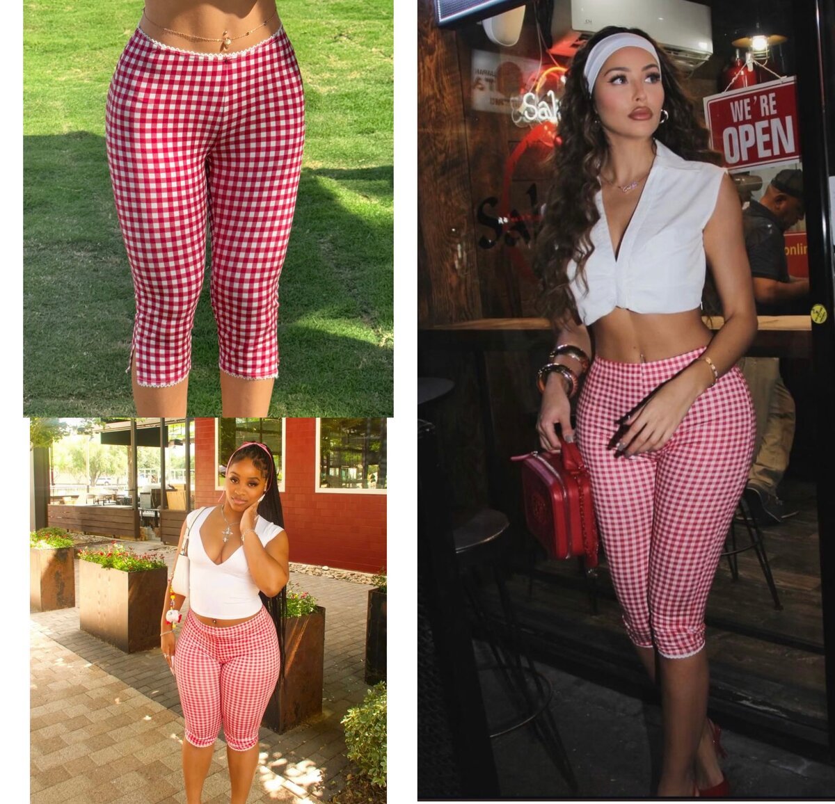 Pantalon Capri Carreaux Rouges