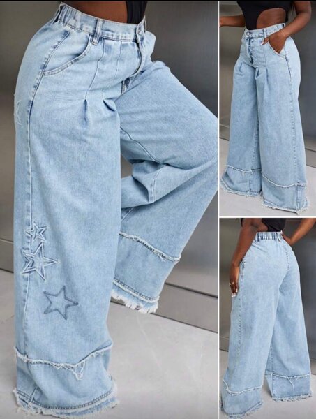 Jeans larges femme avec étoiles