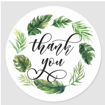 100 Pcs of 8 Types Floral Thank You Sticker for Seal Label Decoration Stationery Sticker