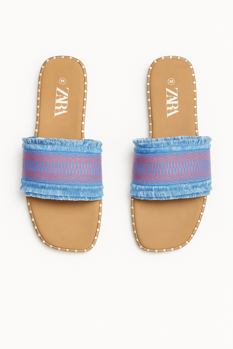 Sandales tissé multicolore