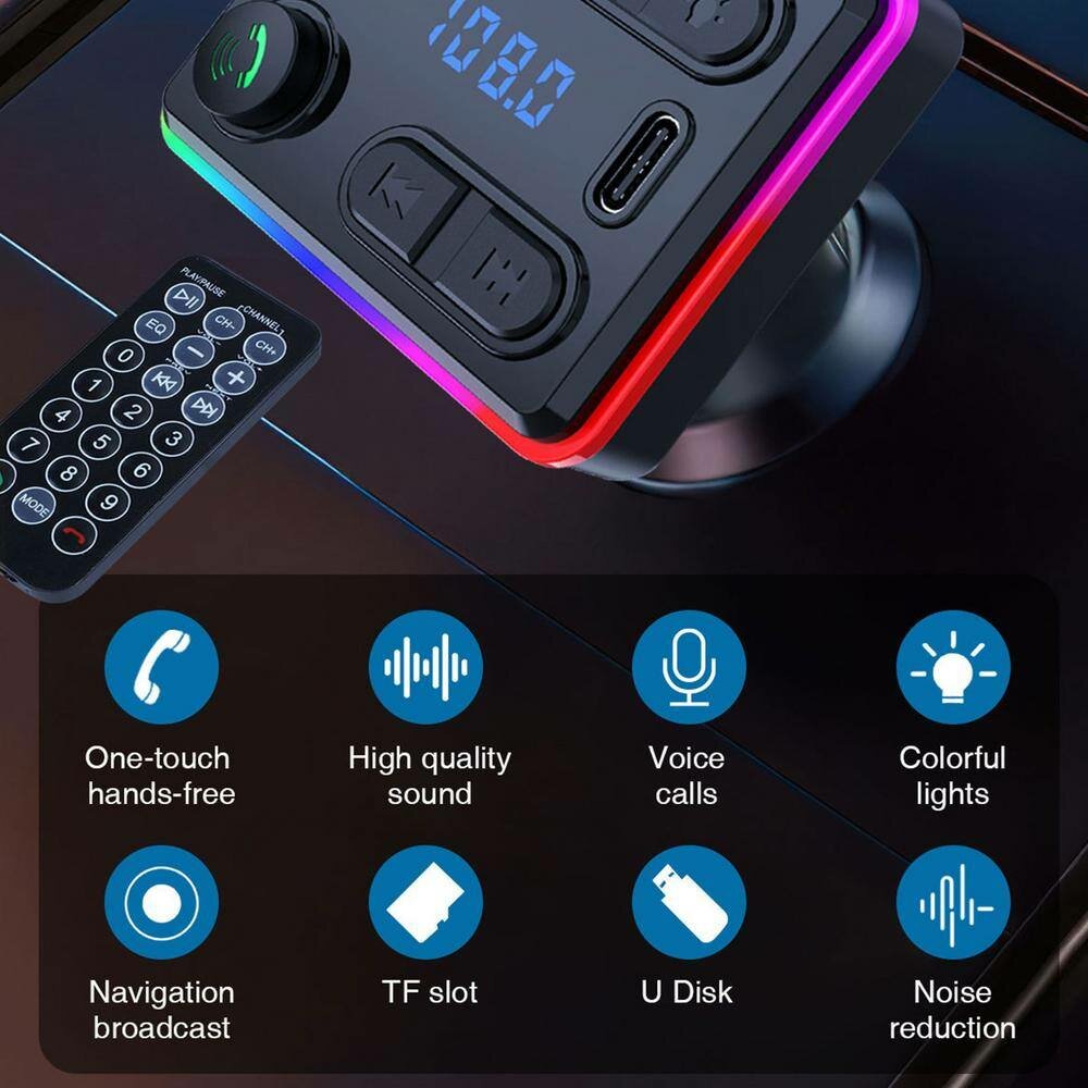 Chargeur Voiture M48 - Transmetteur FM MP3 Appel Bluetooth