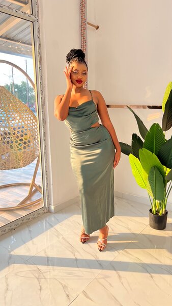 Open back satin dress