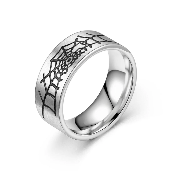 Bague en acier toile d'araignée