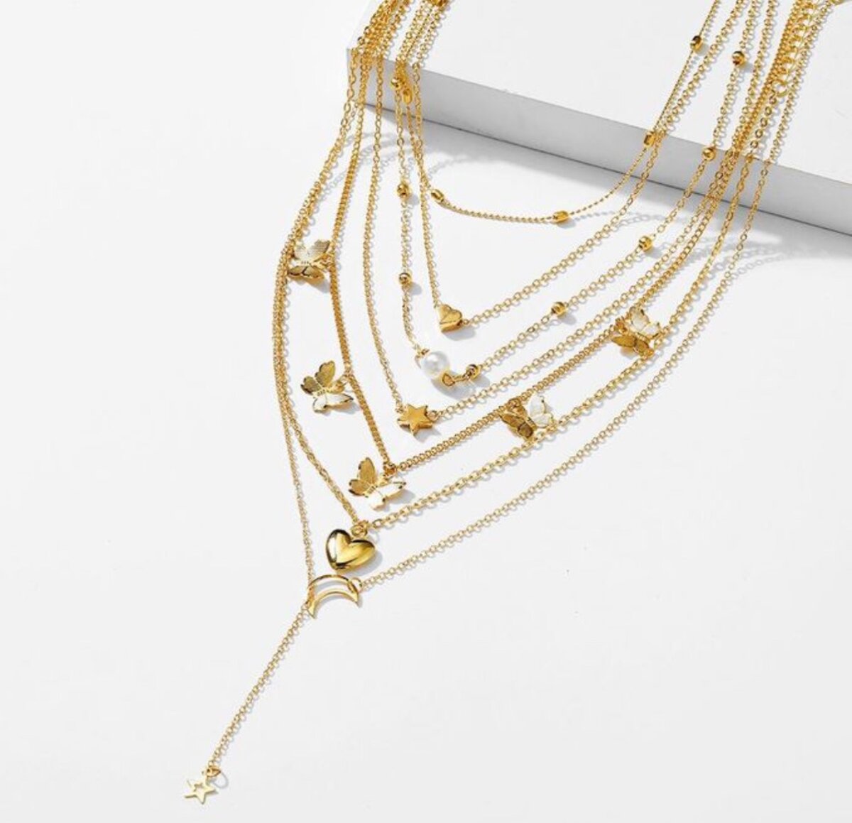 Ladies Luxurious Butterfly Love Heart Stacking Pendant Neck.