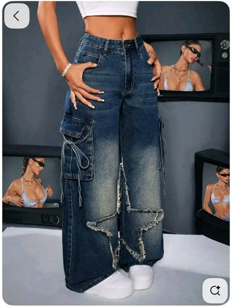 Jean cargo étoilé tendance