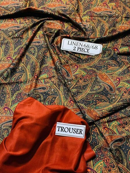 2 PCs Women's Unstitched Linen Printed Suit